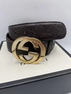 ️ 美品‼️グッチGUCCI✨インターロッキング レザーベルト メンズ　AA61G