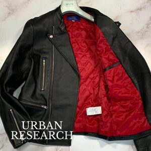 Lサイズ●URBAN RESEARCH アーバンリサーチ 40 羊革 ラムレザー 裏地キルティング ダブル ライダースジャケット シープスキン 本革