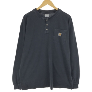 古着 カーハート Carhartt ヘンリーネック 無地ポケットロングTシャツ ロンT メンズL /eaa465401