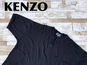 ☆送料無料☆ KENZO ケンゾー 古着 日本製 半袖 ヘンリーネック ワンポイント Tシャツ メンズ F トップス 中古 即決