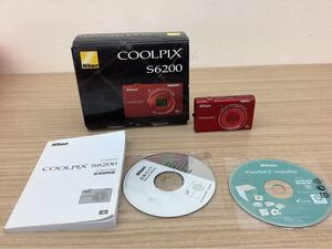 ◯営HM071-A9T60【埼玉発】Nikon COOLPIX S6200 コンパクトデジタルカメラ デジカメ レッド 通電簡易動作確認済み 充電器欠品 箱有 現状品