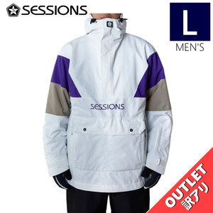 【アウトレット】23-24 SESSIONS CHAOS PULLOVER JKT WHITE Lサイズ メンズ スノーボード スキー スノボウェア ジャケット JACKET