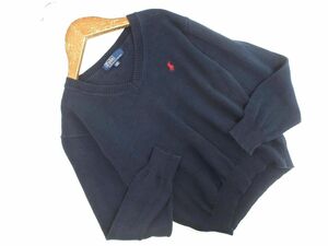 POLO RALPH LAUREN ポロ ラルフローレン ロゴ Vネック ニット セーター size120ｃｍ/紺 ■◇ ☆ edb0 子供服