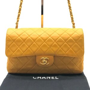 1円 良品 CHANEL シャネル ココマーク マトラッセ ラムスキン ターンロック チェーン ショルダー バッグ イエロー レディース a6529