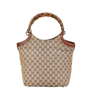 中古 グッチ バンブー GGキャンバス ハンドバッグ 137394 キャンバス ブラウン ベージュ レディース GUCCI 【送料無料】【名谷店】