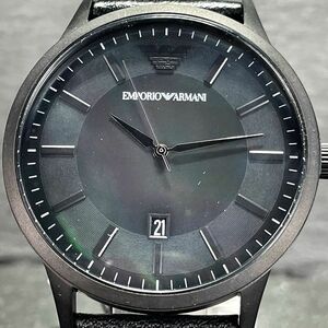 新品 EMPORIO ARMANI エンポリオアルマーニ AR-11276 腕時計 アナログ クオーツ 3針 カレンダー ブラック文字盤 レザーバンド ラウンド