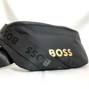 【近年モデル 未使用】ヒューゴボス HUGO BOSS ボディバッグ ウエストバッグ ナイロン レザー ロゴ メンズ ビジネス ブラック 黒