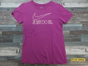 NIKE ナイキ レディース JUST DO IT ロゴプリント 半袖Tシャツ M 紫