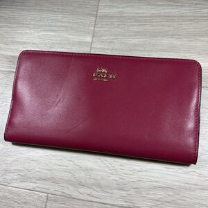 本物 コーチ 長財布 ローズレッド色系 COACH c53