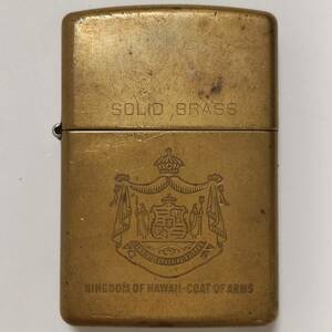 Zippo ライター SOLID BRASS KINGDOM OF HAWAII-COAT OFARMS 1932 1992 火花確認済み ジッポー ジッポ ソリッドブラス