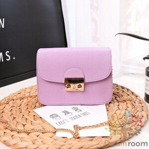 Happycolor レザークラッチバッグ BAG 【ラベンダー】革 ハンドバッグ ショルダー チェーン 海外セレブ K-069-3