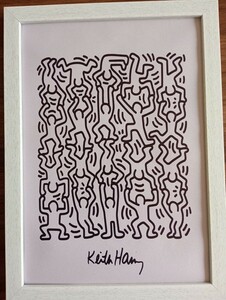 【額付ポスター】A4アートポスター　 キース・ヘリングkeith haring A4サイズ　キャンバスポスター　21×30cm インテリア雑貨　フレーム付