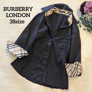 BURBERRY LONDON 　バーバリーロンドン　黒　ブラック　七分袖　シャツブラウス　38サイズ 　M　ノバチェック