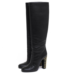 GUCCI グッチ ロングブーツ 297199 Jacquelyne Tall Boots 牛革 カーフ プレーントゥ スタッズ