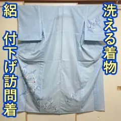 KN2499 絽 付下げ訪問着 洗える着物 身丈163.5cm 単衣