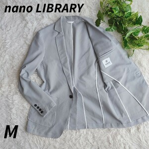 ■極美品■Mサイズ■naoo LIBRARY ナノライブラリー2018ss ナノユニバース 上位ライン テーラード アイコンジャケット シアサッカー 1B