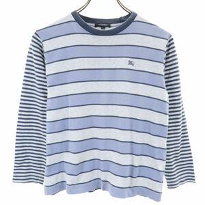 バーバリー 三陽商会 日本製 ボーダー柄 長袖 Tシャツ 140A グレー系 BURBERRY ロンT キッズ