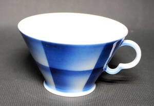 ◎【P】レトロ香蘭社製/ティーカップ/Tea Cup/blue bloc gradation/