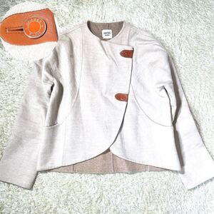 エルメス HERMES 近年モデル カシミヤ ラムスキンレザー＆ セリエボタン ダブルフェイス ジャケット ショート丈 バイカラー 36 S〜Ｍ