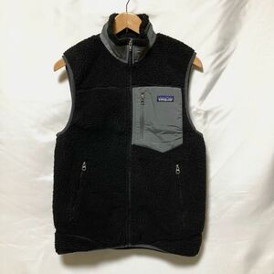 00s 12年製 PATAGONIA CLASSIC RETRO-X VESTパタゴニア ボア フリースベスト 23047FA12 クラシックレトロX フルジップ ブラック グレー S