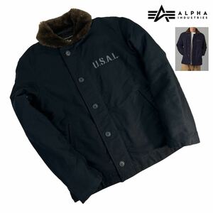 極美品 ALPHA INDUSTRIES アルファ インダストリーズ N-1デッキジャケット サイズM ネイビー ステンシル フライトジャケット 人気 A2806