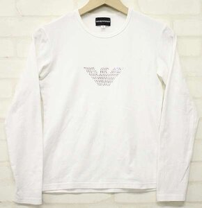 2T2537【クリックポスト対応商品】】エンポリオアルマーニ ラインストーンロゴ 長袖Ｔシャツ EMPORIO ARMANI カットソー