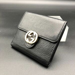 ♯【売り切り】GUCCI グッチ 二つ折り財布 インターロッキングG 615525 1147 レザー ブラック ブランド小物 男女両用