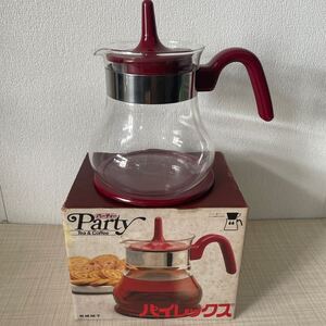 即決！未使用■PYREX オールドパイレックス 超耐熱ガラス食器 Tea&Coffe ティーポット■ 岩城硝子 850cc 直火用 ５杯分 昭和 レトロ