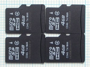 ★micro SDHC メモリーカード ４GB ４枚 中古★送料６３円～