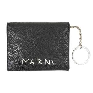 MARNI マルニ メンディング レザー カード ケース ロゴ刺〓 ブラック系【美品】【中古】