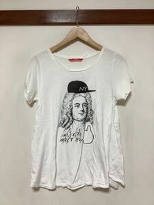 こ901 グラニフ バッハ プリントTシャツ F レディース ホワイト 音楽家