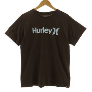 ハーレー Hurley Tシャツ 丸首 ロゴプリント 半袖 コットン ブラウン 茶 ブルー系 水色 M メンズ