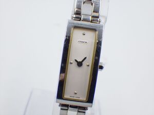 355548/⑤【1円スタート】COACH コーチ 稼動品 0193 アイボリー文字盤レディース 時計 クオーツ ケース13mm