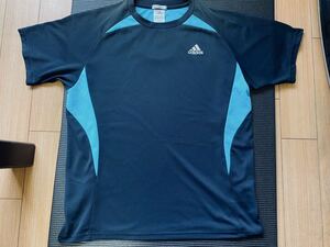 adidas アディダス CLIMA COOL 半袖Tシャツ　メンズL 紺×水色トレーニング スポーツ