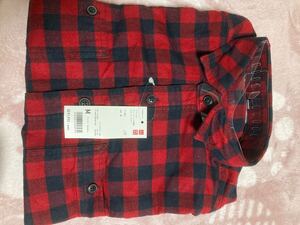 ユニクロ UNIQLO フランネルチェックシャツ長袖 レギュラーカラー 17RED