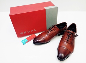 下松)【美品】REGAL リーガル ストレートチップ 21AL 茶 26㎝ 靴クリーム付 ビジネスシューズ 革靴 ◆N2312030 KN11B