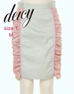 美品◇deicy デイシー ギンガムチェックタイトスカート サイドギャザー M