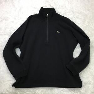 LACOSTE ラコステ ブラック 黒 3 ウール ロゴ ハーフジップ ニット メンズ 3サイズ Lサイズ ワンポイント ジップ