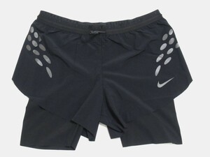 NIKE ラン ディヴィジョン 2in1 DF ショートパンツ 黒 ブラック S ナイキ レディース ランニング レイヤード タイツ DM7746-010