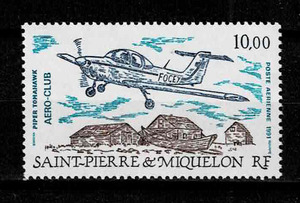 仏サンピエールミクロン 1991年 航空(パイパートマホーク機 )切手