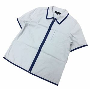 ★B-245 INED HOMME イネド オム 半袖 ジップ シャツ ジャケット トップス size FREE グレー系 古着 メンズ