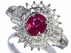 KK12465D【1円～】新品仕上【RK宝石】≪RUBY≫ ジュエリーマキ 極上ルビー 大粒0.81ct!! 極上ダイヤモンド 0.62ct Pt850 高級リング ダイヤ