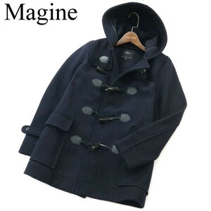 Magine マージン 秋冬 メルトン ウール★ ダッフル コート Sz.44　メンズ ネイビー 日本製　A1T15619_C#N