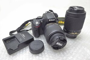 ■◆ Nikon D5100 デジタル一眼カメラ 動作品 レンズ2本付 DX AF-S NIKKOR 18-55mm 1:3.6-5.6G VR ＆ 55-200mm 1:4-5.6G ED