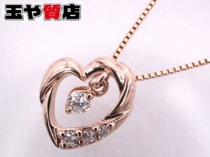 テイクアップ TAKE-UP ダイヤ0.05ct オープンハート ネックレス K10PG ピンクゴールド