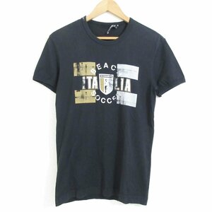 美品 DOLCE&GABBANA ドルチェ&ガッバーナ プリント クルーネック 半袖 Tシャツ カットソー 44 ブラック