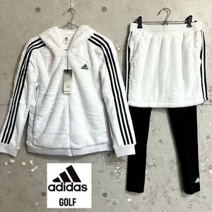 新品22000円★レディースM★adidasゴルフ ボアフリース ジャケット+スカート+レギンス３点セット