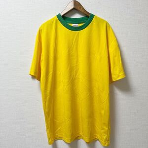 無地 半袖 Tシャツ プラクティスシャツ XLサイズ イエロー ポリエステル