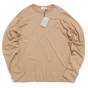 Begin別注 新品 JOHN SMEDLEY A4514 30G コットンメリノ クルーネックニット 定価34,100円 L HAZELNUT ジョンスメドレー