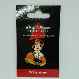 ♪ ディズニーストア ジャパン ピンバッジ Walt Disney 100th Year Mickey Mouse #8 ミッキー パンプキン 2001年 新品 未使用 pumpkin